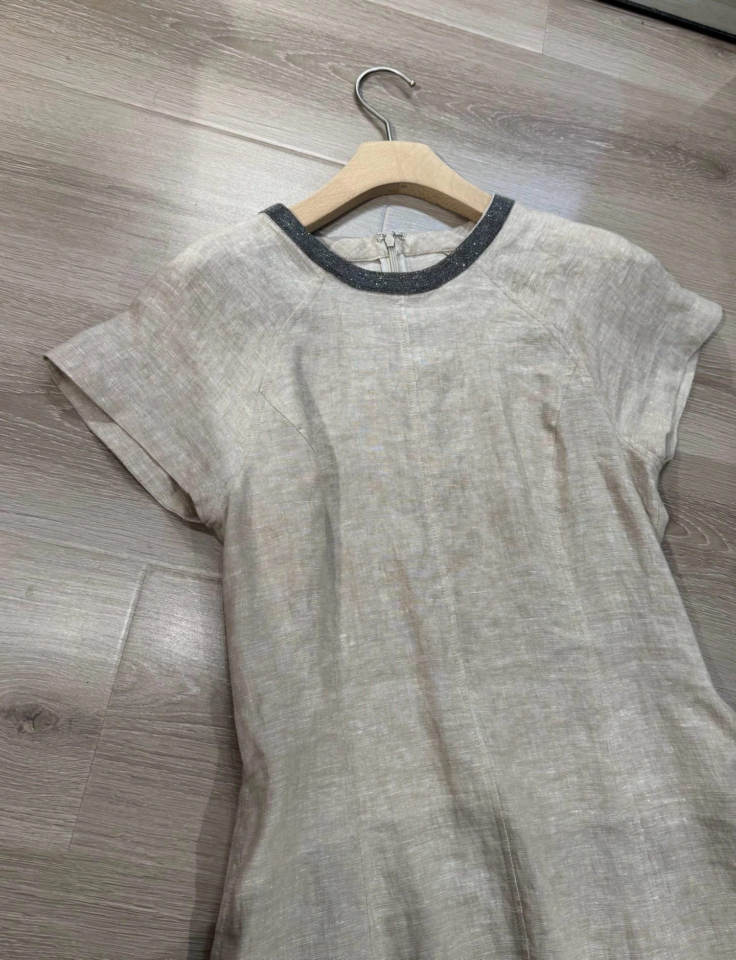 2025 Vestido de lino con cuentas nuevo de primavera y verano para mujer de alta calidad