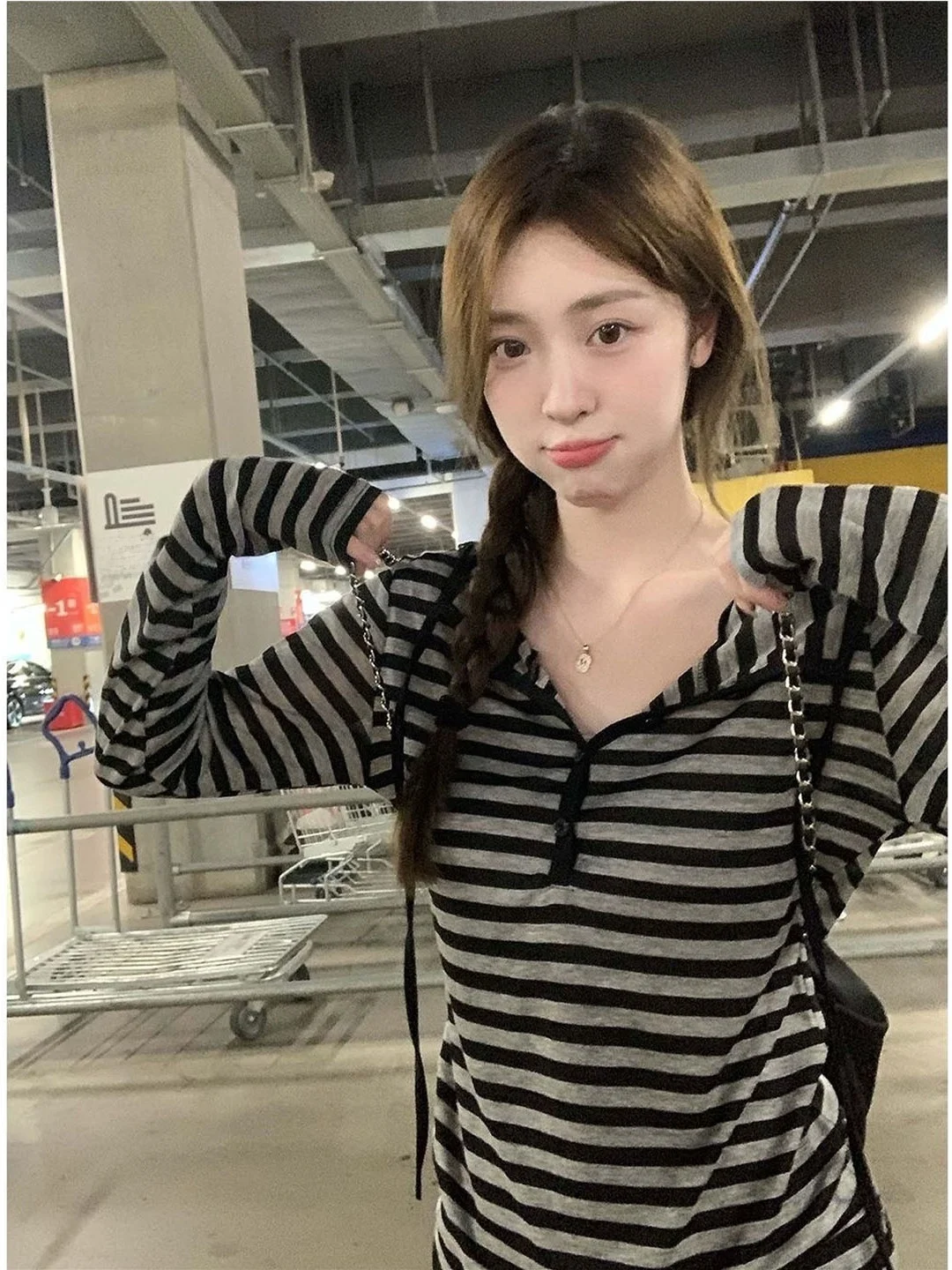 

Retro American Striped Button Hooded Top Thin Sun Protection Pullover Outerwear Women's Spring Summer New Sle Casual Wear