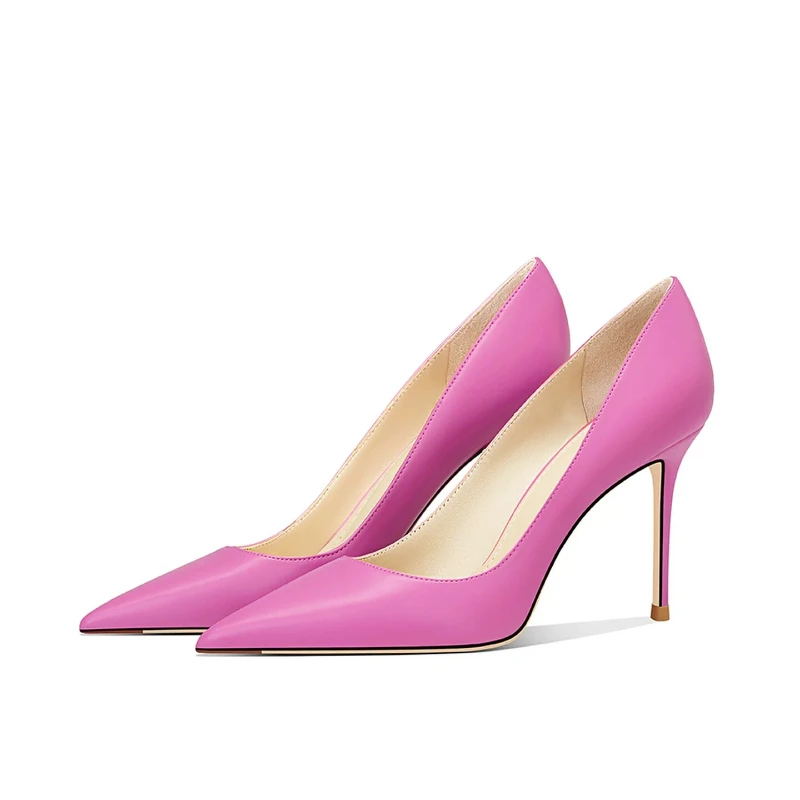 New slim toe pointed rose red matte high heels for ladies, sexy and light mouthed temperament single shoes