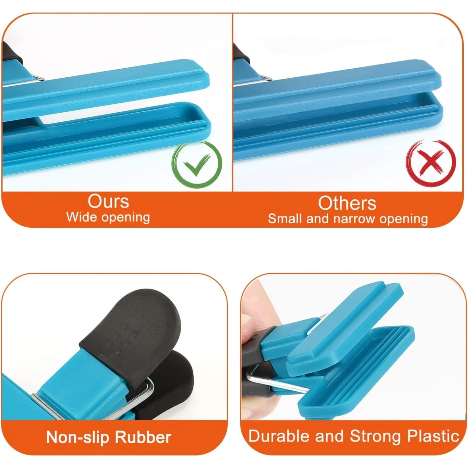 Зажимы для пищевых продуктов — набор зажимов для пакетов с чипсами, ширина 5 дюймов, прочные зажимы для чипсов, большие зажимы для пакетов для продуктов с воздушным плотным уплотнением для Br