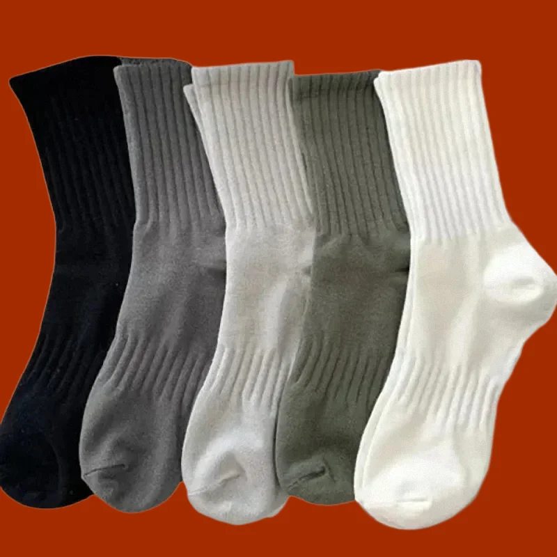 

5/10 Pairs Sport Autumn Winter Male Breathable Solid Color Long Middle High Tube Socks Fashion Black White High Quality Socks