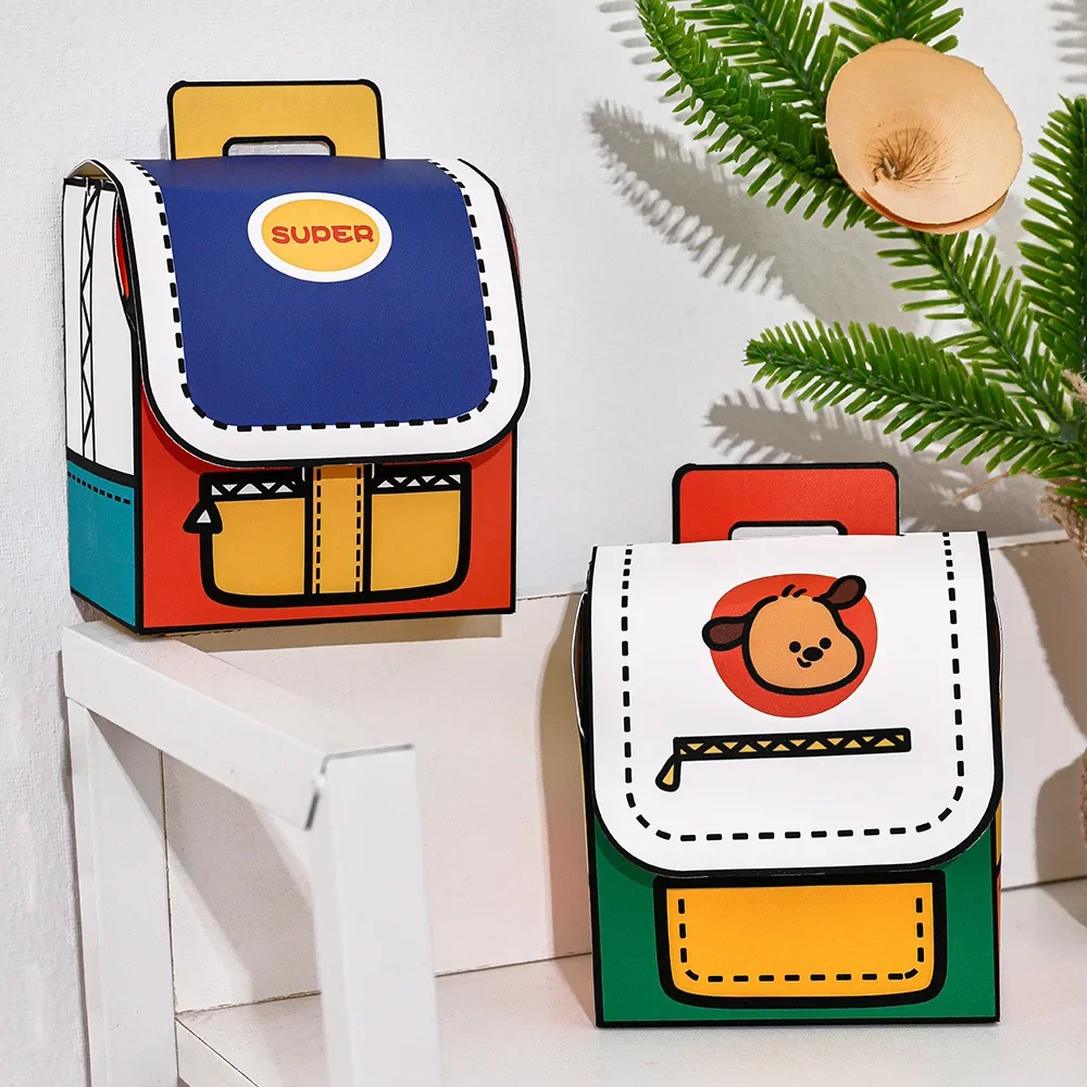 Cute Portable School Bag Candy Cookie Box Gift Packing Boxes for Kids