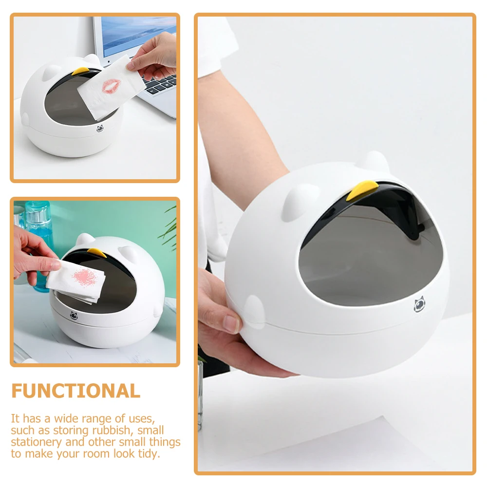 

Space Cat Trash Can Premium PP Material Small Waste Bucket Cartoon Desk Bin Office Home Use Decorative Lid Storage Tidy