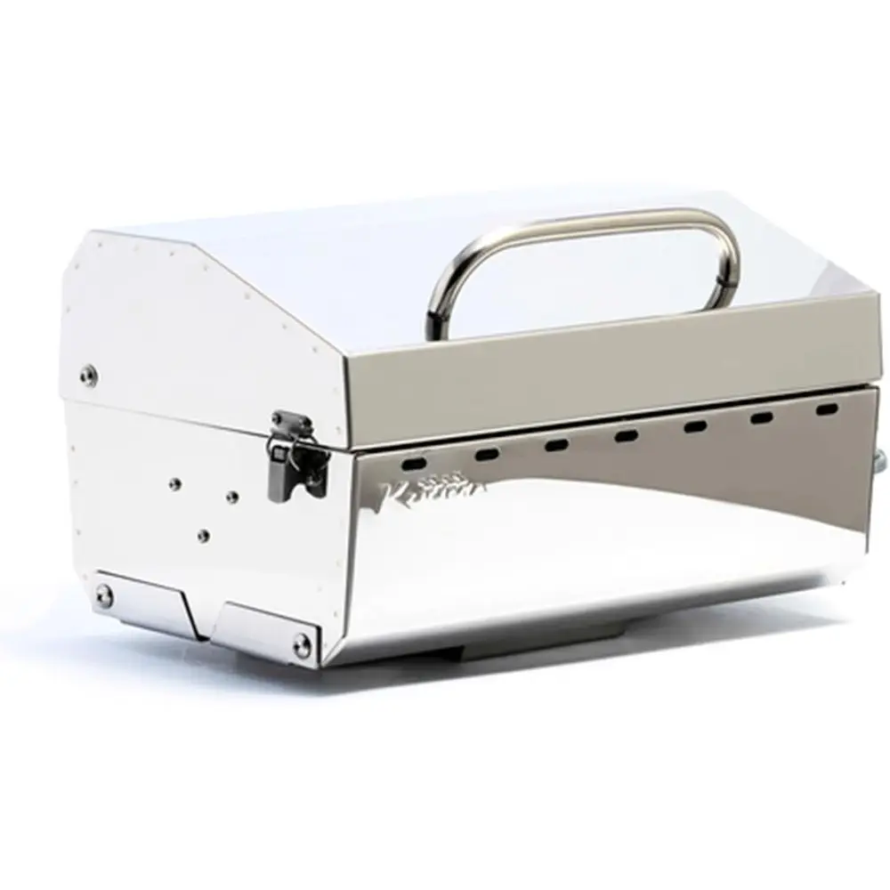 

Portable 125 Stainless Steel Gas Grill with Handle and Pedestal, Ideal for Patio and Garden, Silver