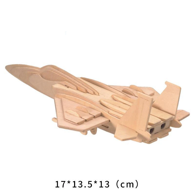 Wooden DIY Jigsaw Puzzle Handmade Assemble Painting Airplane Plane Model Toys for Kids Handicraft Flying Assemble (Wood Color)