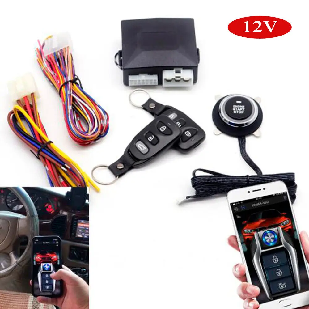 12V Remote Starter and Car Alarm Smart App Remote Start Stop System for Cars Engine Push Start System Universal