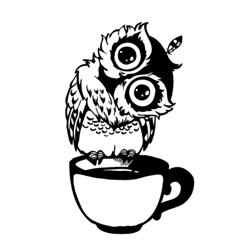 

Wise Owl with Tea Design Vinyl Car Sticker Waterproof UV Resistant for Auto Window Bumper Universal Fit Humorous Animal