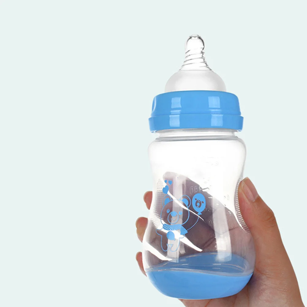 

1Pcs Temperature Sensitive Baby Milk Bottle Cartoon Pattern Double Handle Design Large Capacity 240ml Safe PP