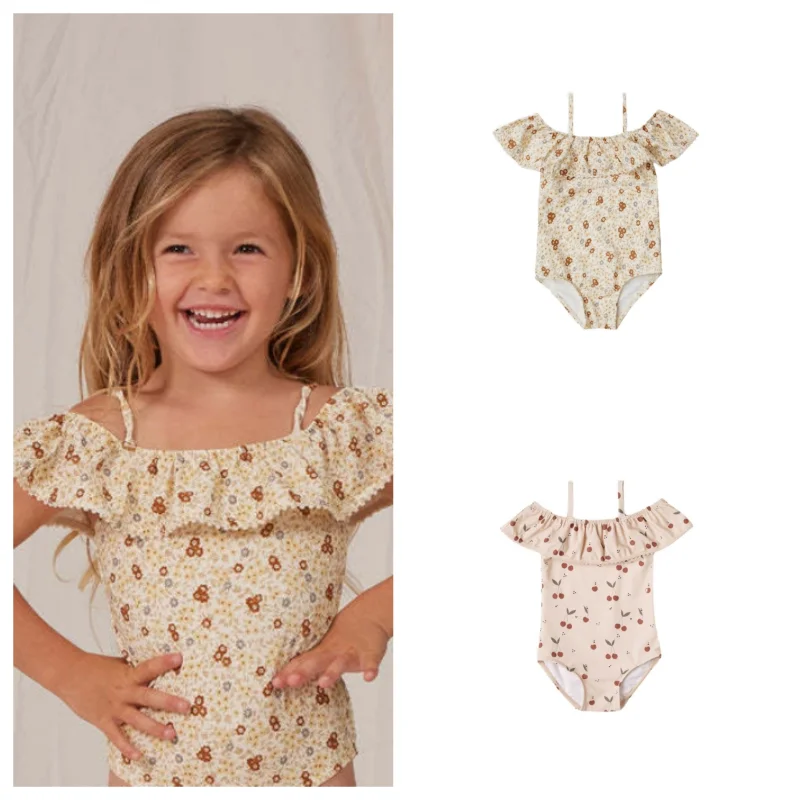 

New Children's Swimwear Little Fresh Ruffle Lace Quick Drying Small Fragmented Flower Swimsuit for Girls Baby Swimwears Bikinis