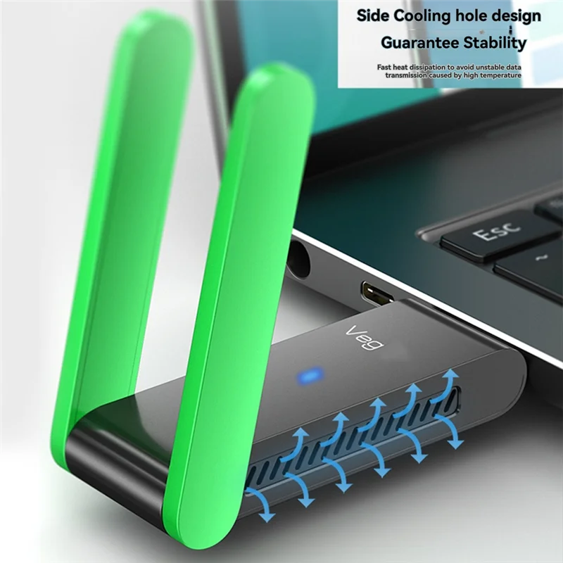

Dual Band Wifi Wireless Network Card 5.0 Adapter USB 3.0 1400M Adapter Bluetooth 5.0 With Antenna For PC/Laptop Win10