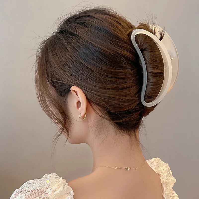 New Acrylic Transparent Moon Grab Clip Korean Ladies Elegant Large Hair Grab Lots of Hair Shark Clip Fashion Hair Accessories