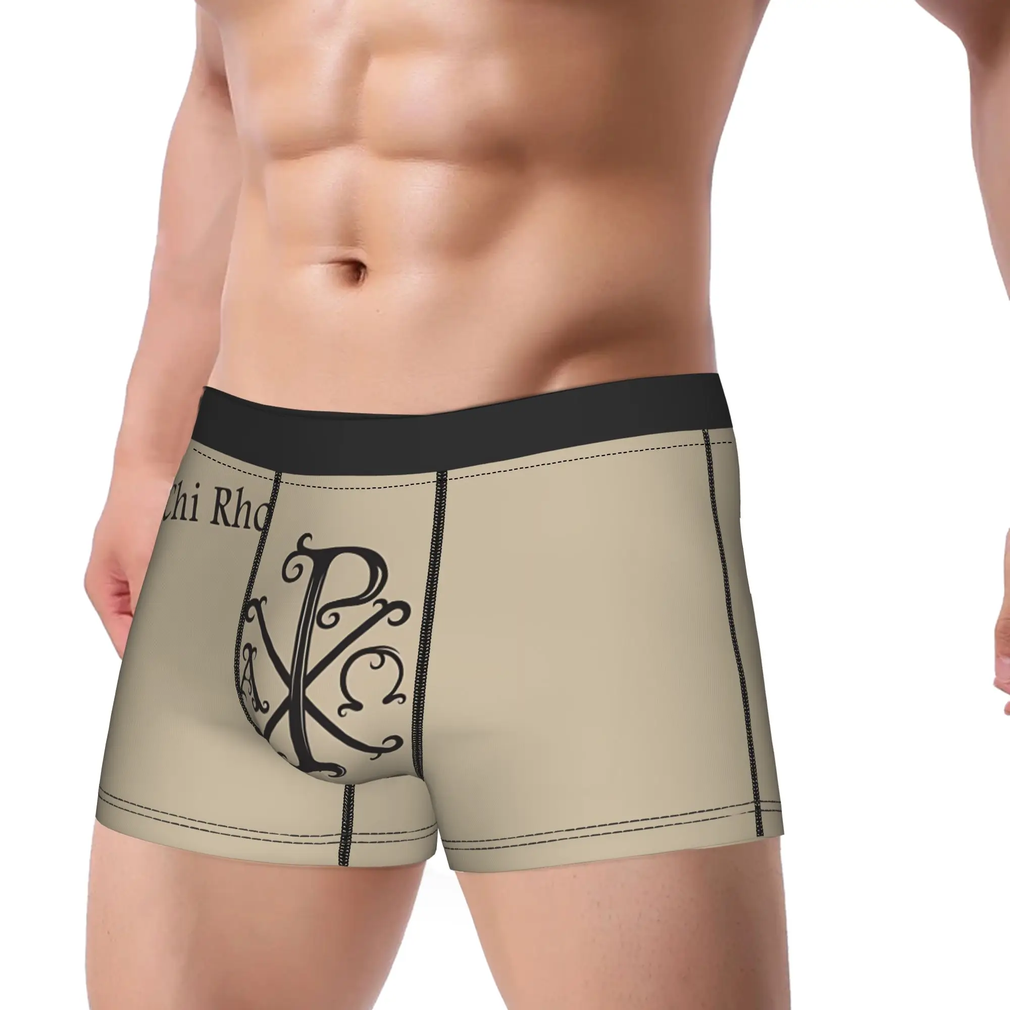 1piece Chi-Rho Beige Vintage Underpants Breathbale Panties Man Underwear Ventilate Shorts