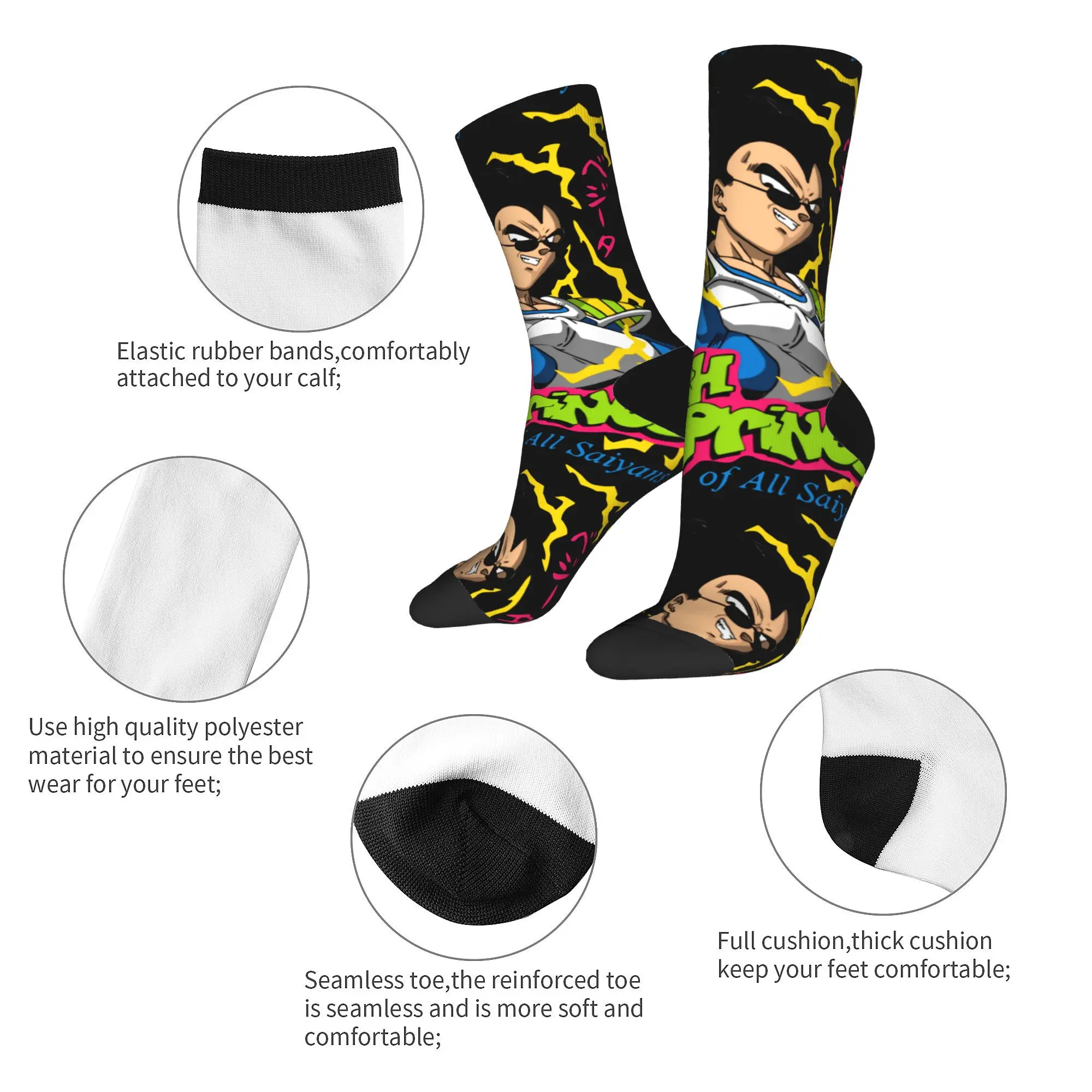 Male Men Socks Fresh prince of all saiyans Sock Polyester Vegeta Saiyan Dbz Dragon Ball High Quality Women's Socks