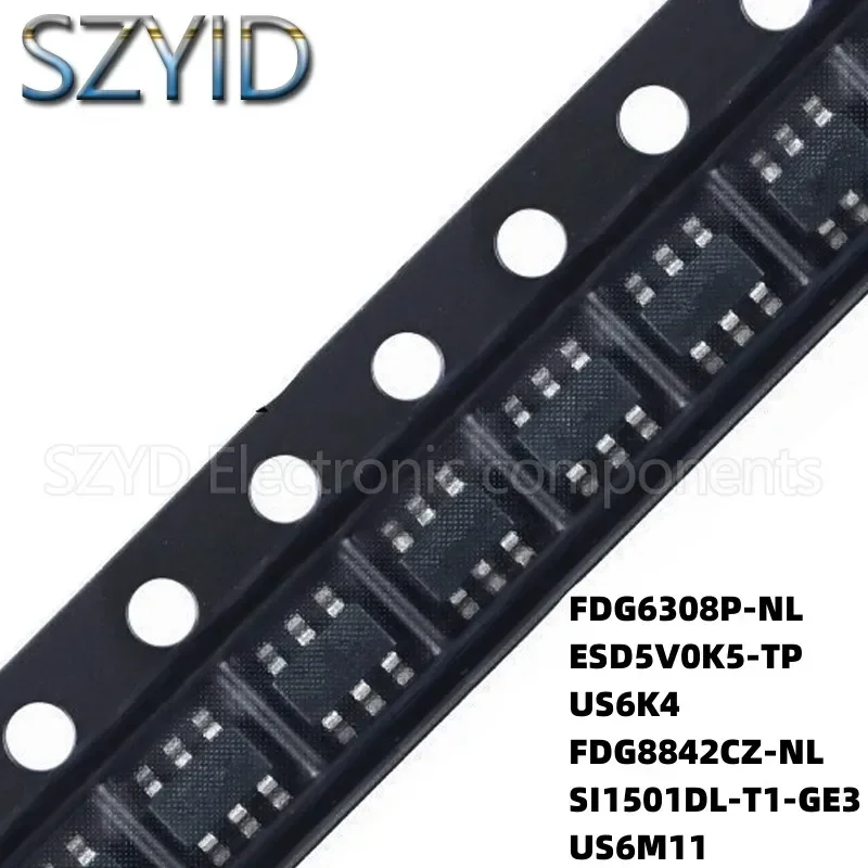 100PCS SOT23-6 FDG6308P-NL ESD5V0K5-TP US6K4 FDG8842CZ-NL SI1501DL-T1-GE3 US6M11