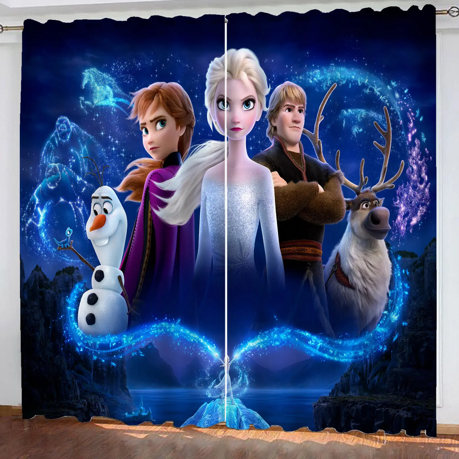 Disney Frozen Elsa Curtain, Cartoon Window, 100% Polyester Shade, Kids' Bedroom Decorations, Room, Multiple Sizes, Home