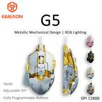 EWEADN G5 Wired Metal Silent Gaming Mouse - DPI 12800, Mechanical Feel, Macro Programmable for PC, Laptop, Gaming & Office