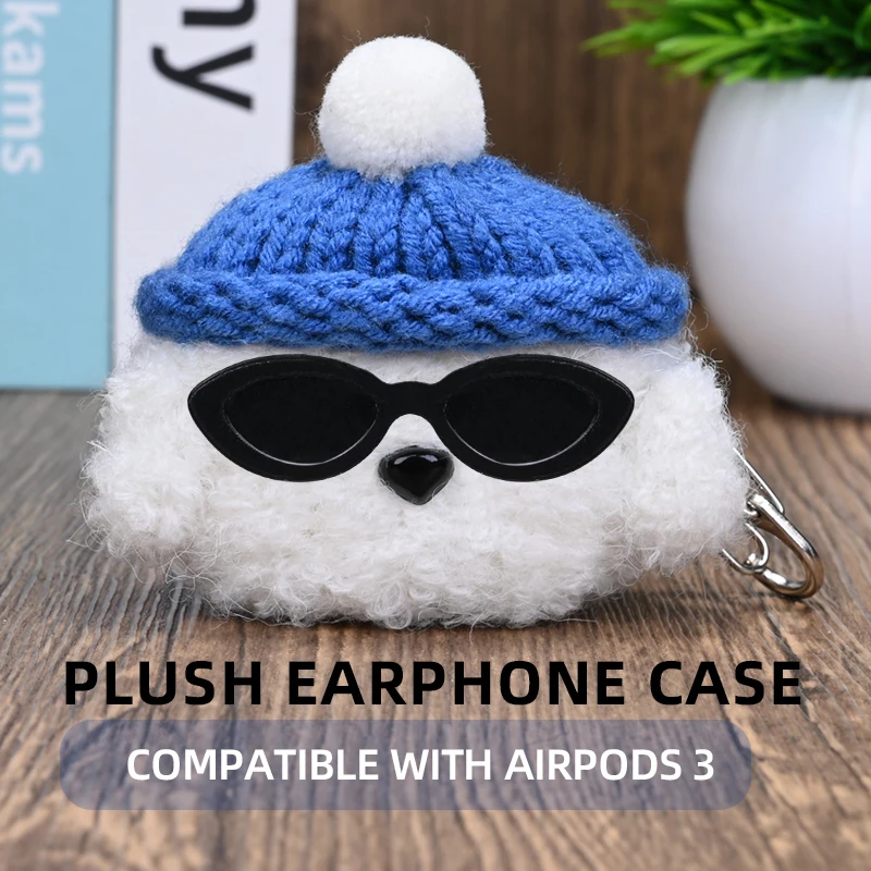 

Plush Case cover Compatible with Apple Airpods 3 Handmade Knitted Cartoon Creative Funny Cute earbuds Headphone Cases