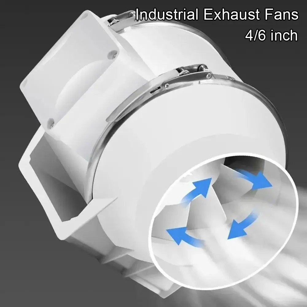 1Pcs New Silent Industrial Exhaust Fans 4/6inch Round Pipe Duct Fan Air Clean Ventilator Bathroom Kitchen Toilet Wall