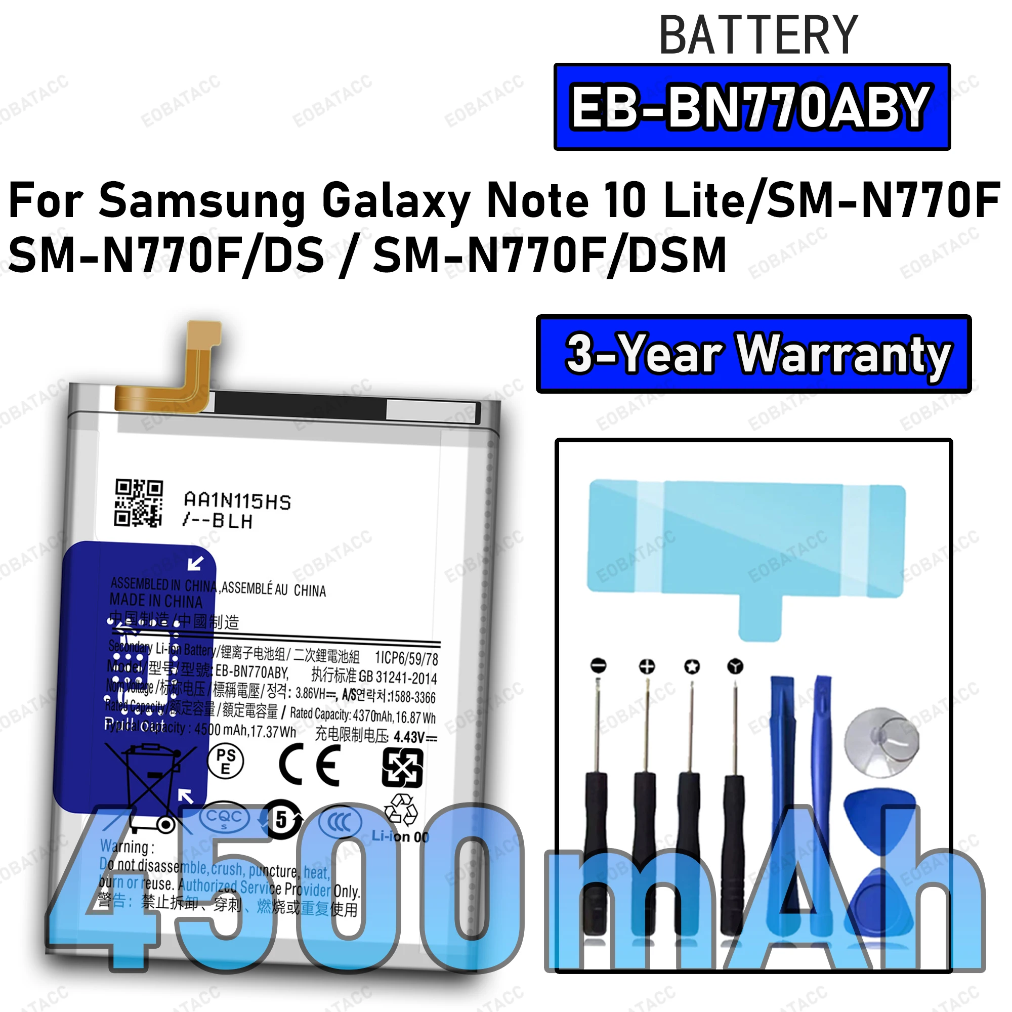 New EB-BN770ABY 4500mAh High Quality Replacement Battery For Samsung Galaxy Note 10 Lite/Note10 Lite/SM-N770F/SM-N770F/DS