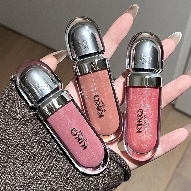 Kiko 3D Hydra Lip Gloss Non-fading Waterproof Blusher Moisturizing Shimmer Makeup Lip Gloss Lipstick Brun Pearly Mauve Liner