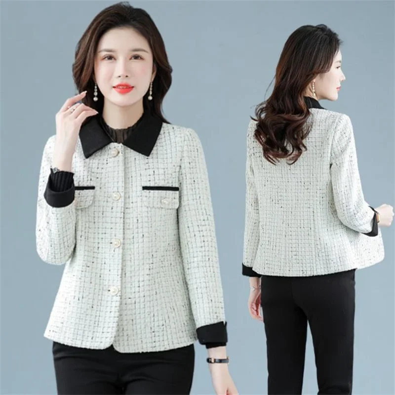 

LIBIELIY Women Jacket 2025 New Spring Autumn Mother Long Sleeve Single Breasted High End Short Female Coats Casual Basic Coats T