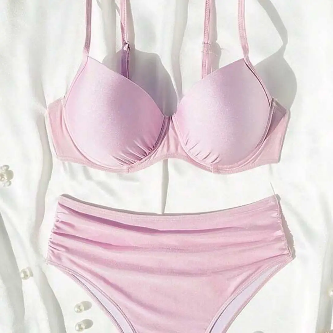 European/American cute style spicy girl bikini big chest thick high waist girl swimsuit beach hot spring vacation style bikini