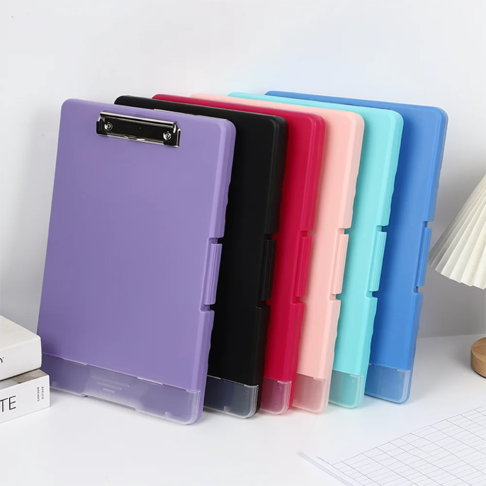 Portable Document Storage Clipboard Case A4 File Organizer With Built In Pencil Box Hard Writing Surface For Office Supplies