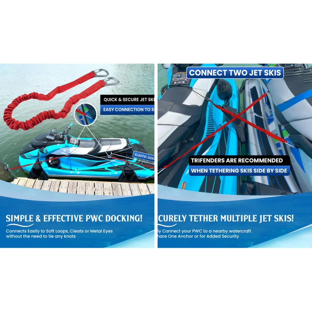

Anchoring Docking Boat Bungee Mooring Line Easy Tie Boat Mooring Mooring 3FT 91CM Long-Term Use Rust Proof Buckles