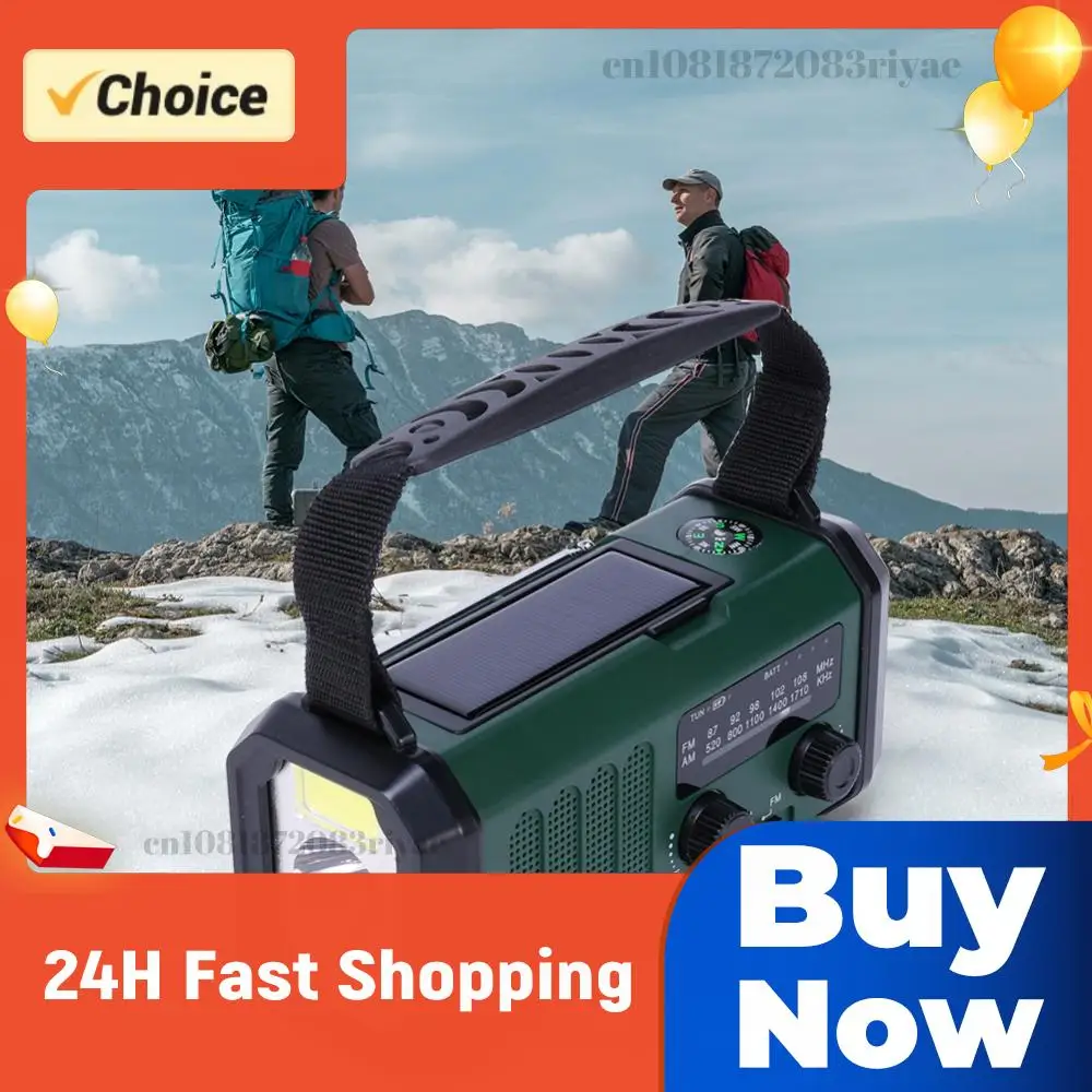 

Солнечное AM/FM-радио с функцией SOS-сигнала, Type-C, многофункциональное аварийное радио с ручным приводом, LED-фонариком, повербанком и компасом для кемпинга