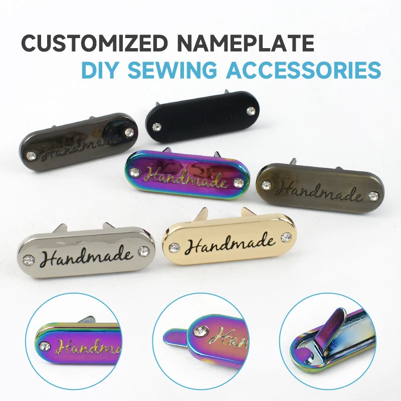 

5/10Pcs 35*12mm Metal Buckles Custom Labels Bag Decorative Clasp Handmade Leather Crafts Insert Tag Label DIY Sewing Accessories