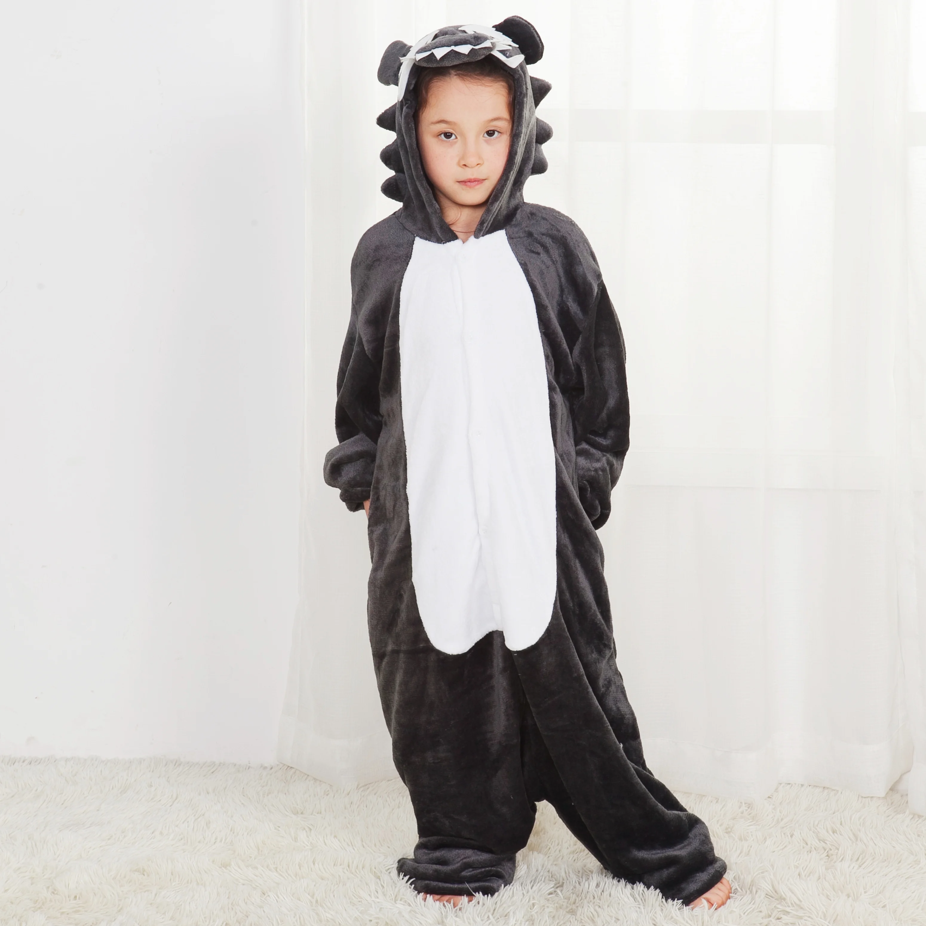 Wolf Animal Pajamas Children Kids Cartoon Kigurumi Onesies Winter Soft Warm Clothes For Boys Girls Christmas Halloween Gifts