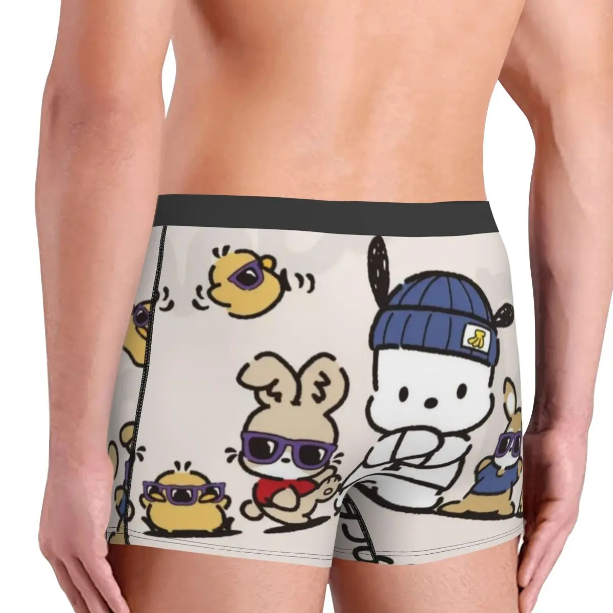 مخصص Pochacco جرلي القلب الملابس الداخلية الرجال طباعة لطيف الكرتون الملاكم ملخصات السراويل سراويل لينة السروال