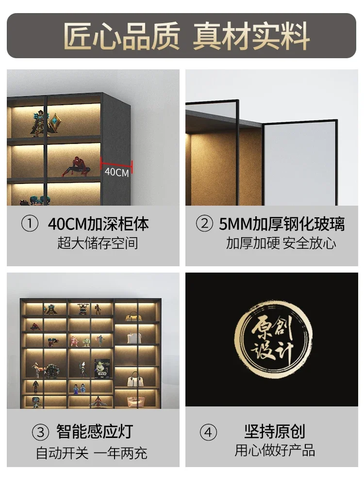 Glass Door Display Cabinet Locker Dustproof Storage Bookcase Hand Cabinet Glass Cabinet Model Cabinet