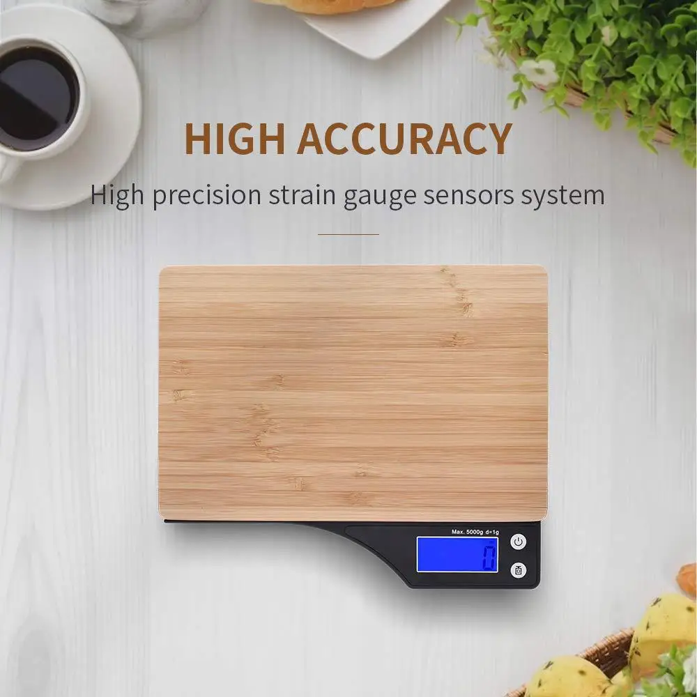 

Электронные кухонные весы 350 г с бамбуковым покрытием для кофе, продуктов и домашнего использования