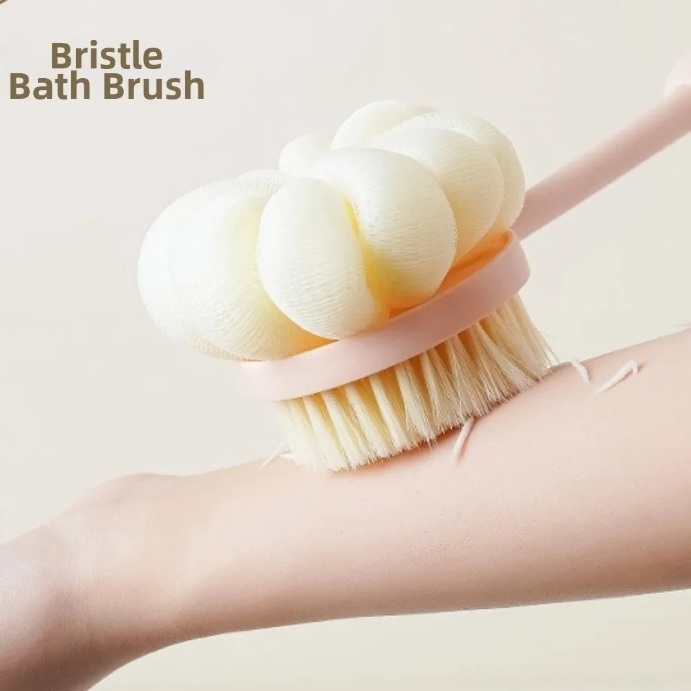 Bath Supplies Two Sided Bath Brush Long Handle Soft Bristles Shower Brush Exfoliating Multi functional Back Scrubber Bathroom