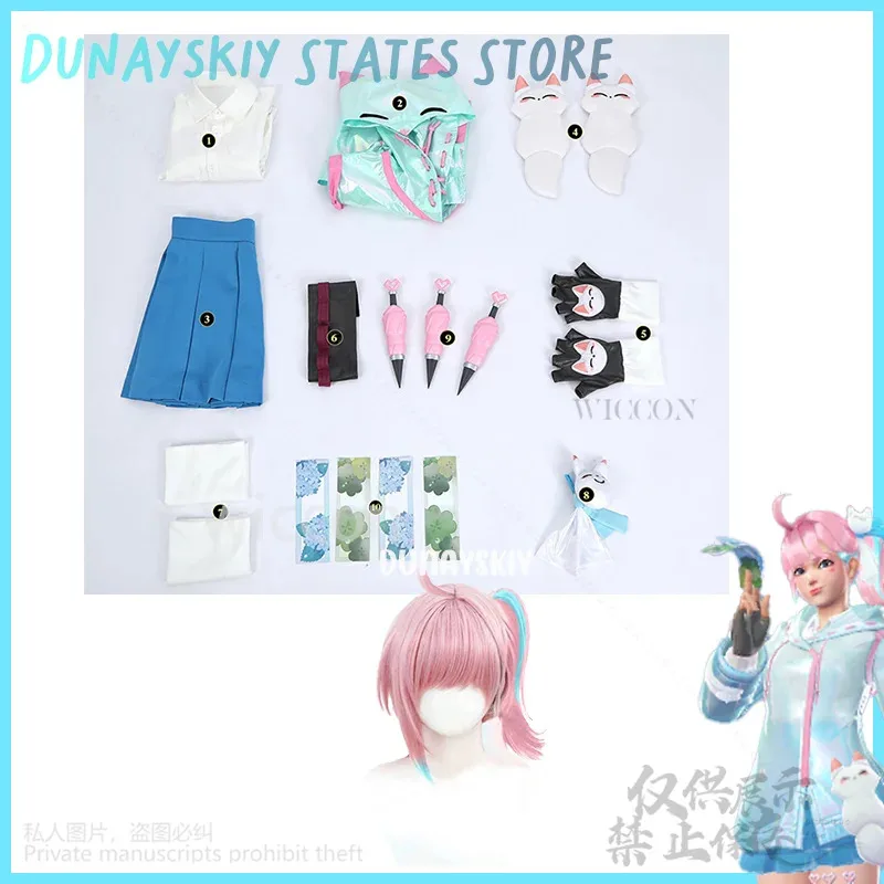 

8@Kiriko Game Overwatch Anime Cosplay Costume Furry Kawaii Fox Raincoat Dress Shirt Props Pink Wigs Jirai Kei Girls Customized