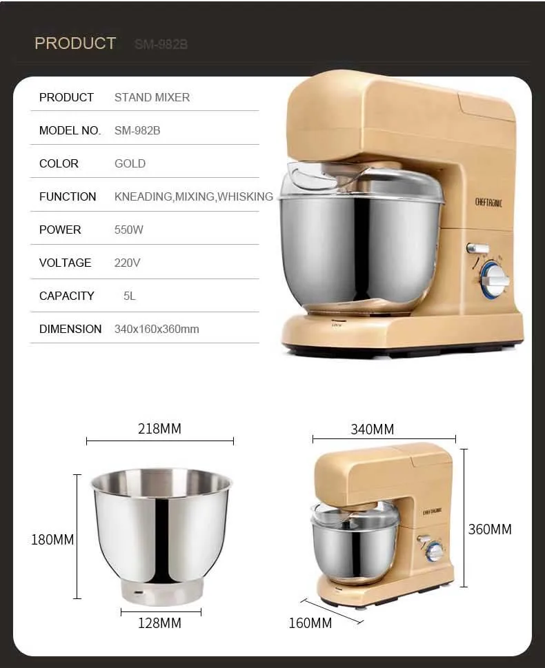 3 in 1 Multifunctional for Home Use Baking Mixer Electric Kitchen Machine Blender Mixer Batidoras De Pedestal