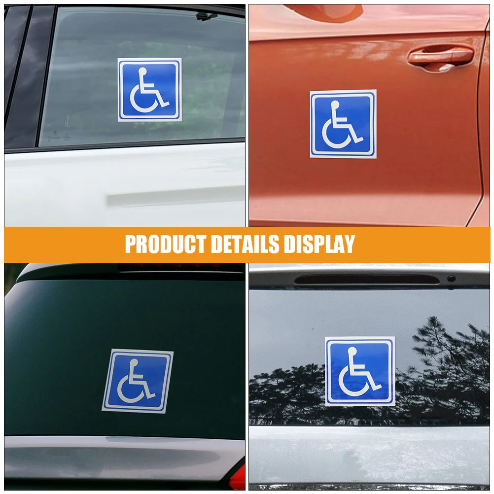 6 Sheets Disabled Signage Wheelchair Stickers for Cars Symbol Glass Handicapped Tag Adhesive Parking Nail