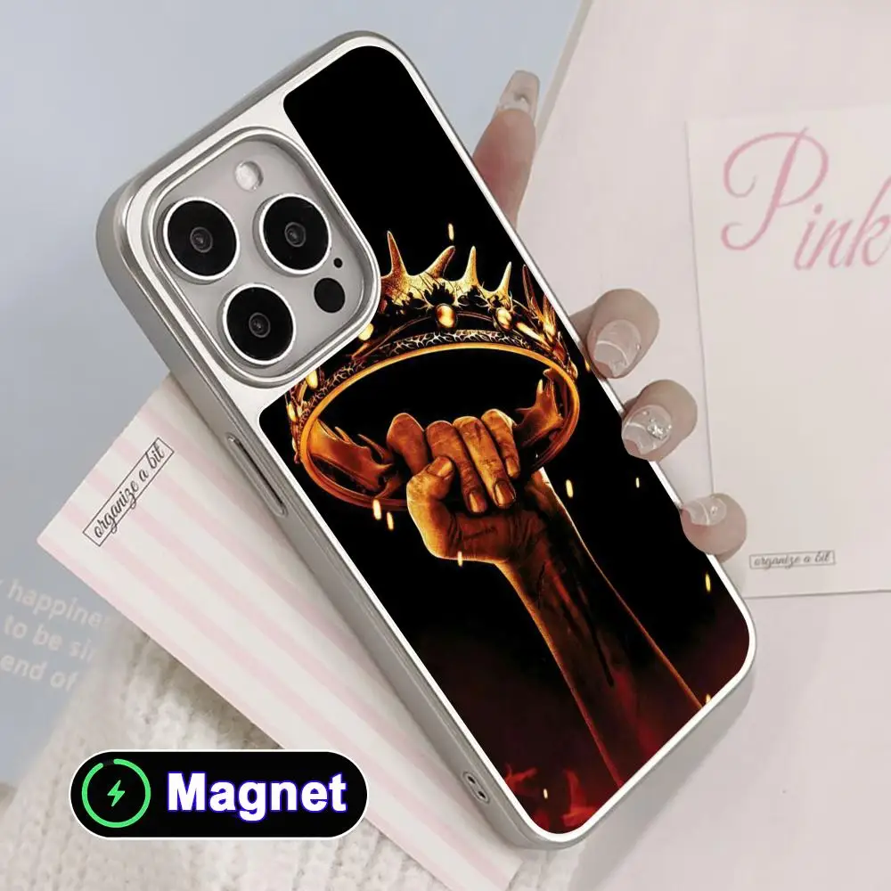 

Jesus Cross Phone Case for iPhone 17 16 15 14 13 12 11 Air Pro Max Plus Electroplated Silver Magnet Cover