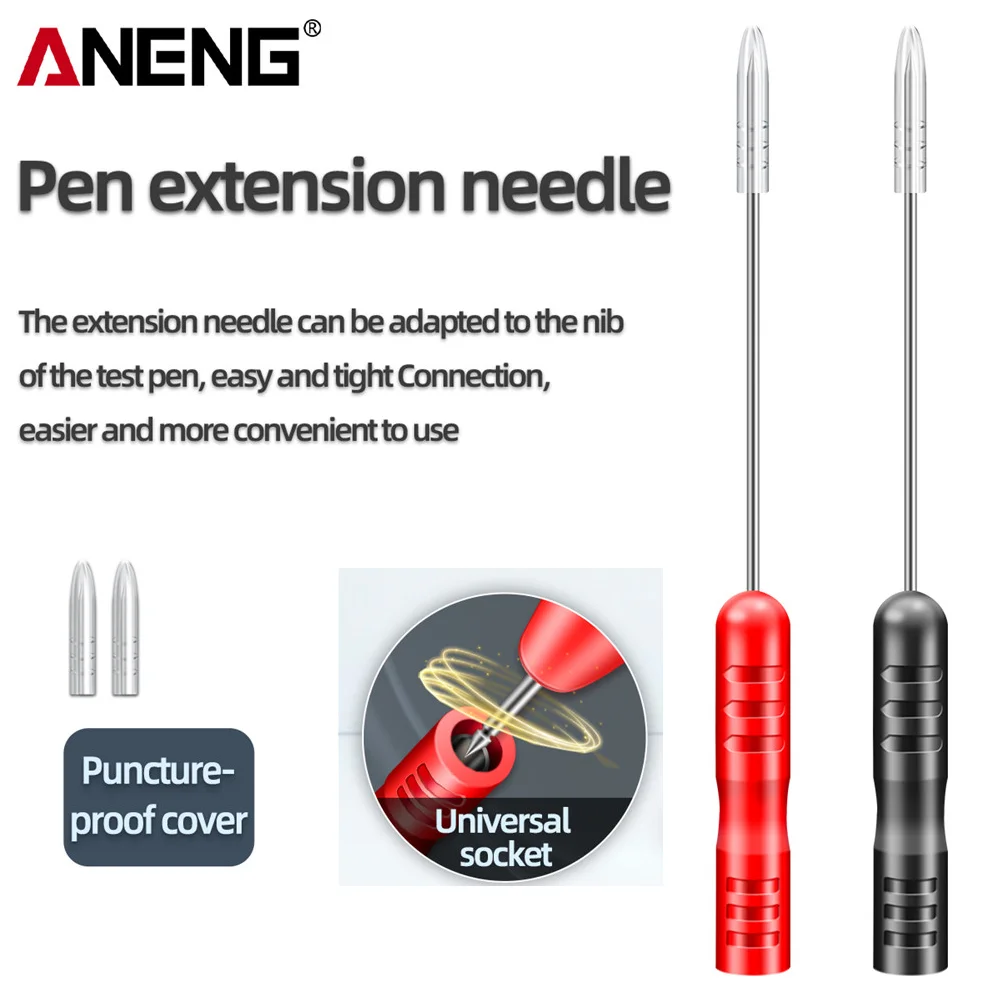 ANENG PT2003 2pcs Multimeter Test Lead Extention Piercing Needle Tip Probe 1000V 10A Red/Black Insulation Piercing Pins Tools