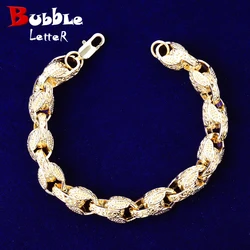 Bubble Letter Tulip Bracelet for Women Real Copper Gold Plated Hip Hop Jewelry