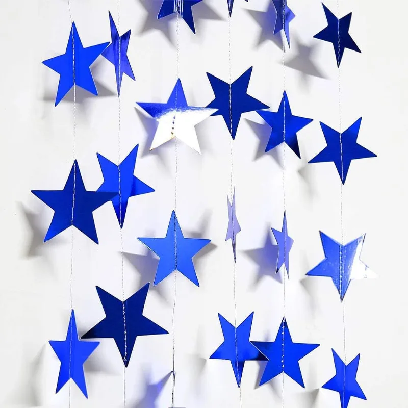 Reflektierende blaue Stern girlanden Streamer Party dekoration für gefrorenen Geburtstag/Hochzeit/Verlobung/Baby party/Wohn accessoires – Detail 1