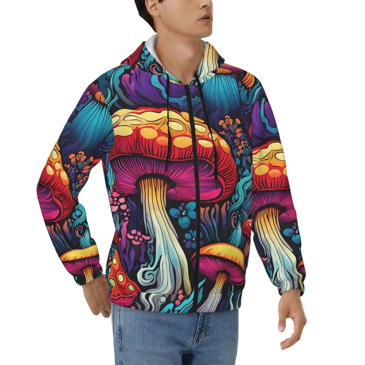 Acid Trippy Weird Psychedelic Mushroom Zipper Hoodie Harajuku Pullover Autumn Winter Men Women Sweatshirts Long Sleeve Tops