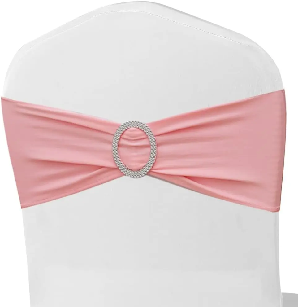 

Dusty Pink Chair Sashes Bows 50 Pack, Spandex Chair Bands For Folding Chairs, Pink Sashes For Chairs, Wedding Birthday