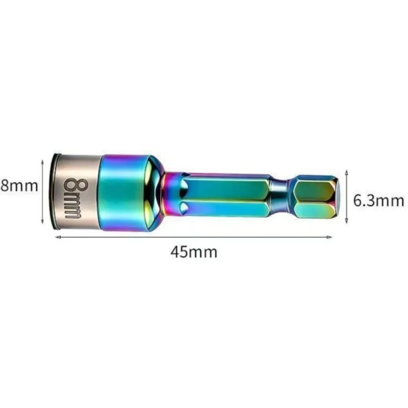 New 8mm Color Plated Steel Ball Socket Hex Shank Dovetail High Hardness Screwdriver Socket