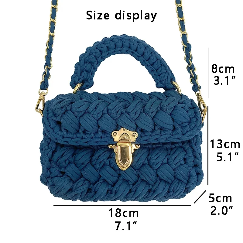 JIOMAY Knitting Bags for Women 2024 Woolen Yarn Handmade Woven Handbags with Chain Ladies Fashion Solid Color Square Crochet Bag