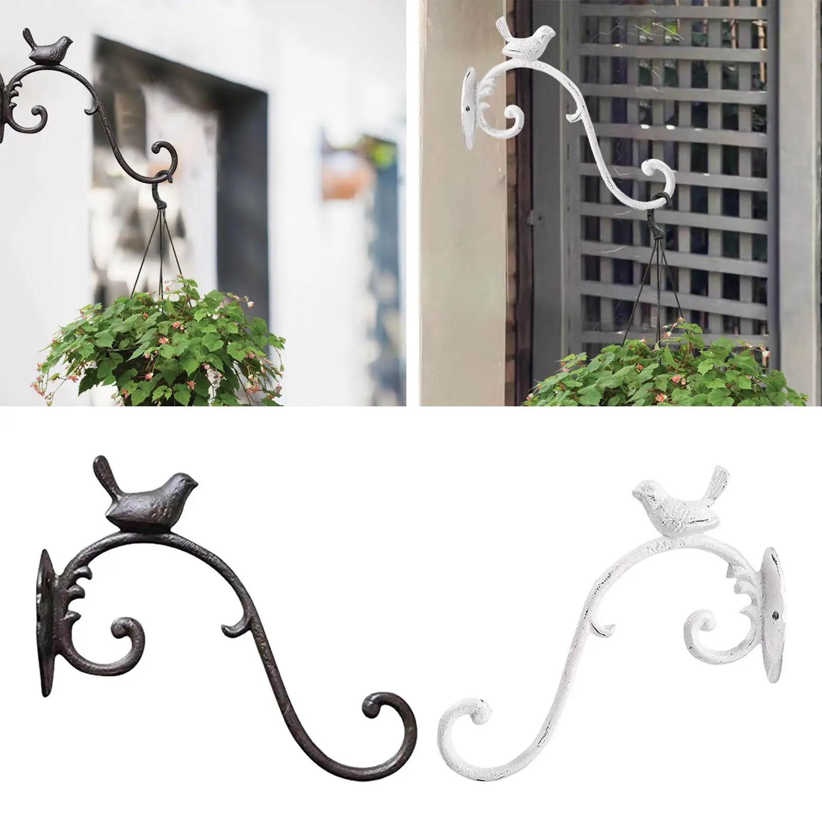 Cast Iron Bird Statue Wall Plant Hanger Length 25cm Decorative Garden Decoration for Wind Chimes, Lantern Hanging Accessories