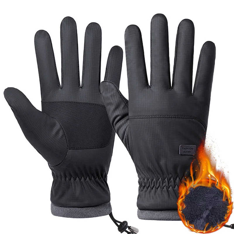 

Cycling Gloves for Men Winter Warm Fleece Waterproof Thick Motorcycle Non-slip Outdoor Skiing Soft Riding Windproof Gloves