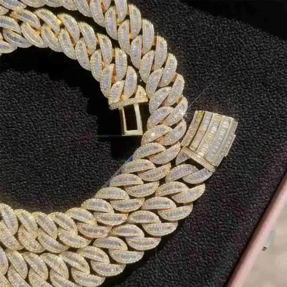 

15mm 18mm 20mm Moissanite Fine Jewelry 925 Sterling Silver Chain Necklace Fashion Hip-hop Cuban Link Chain Luxury Brand Jewelry