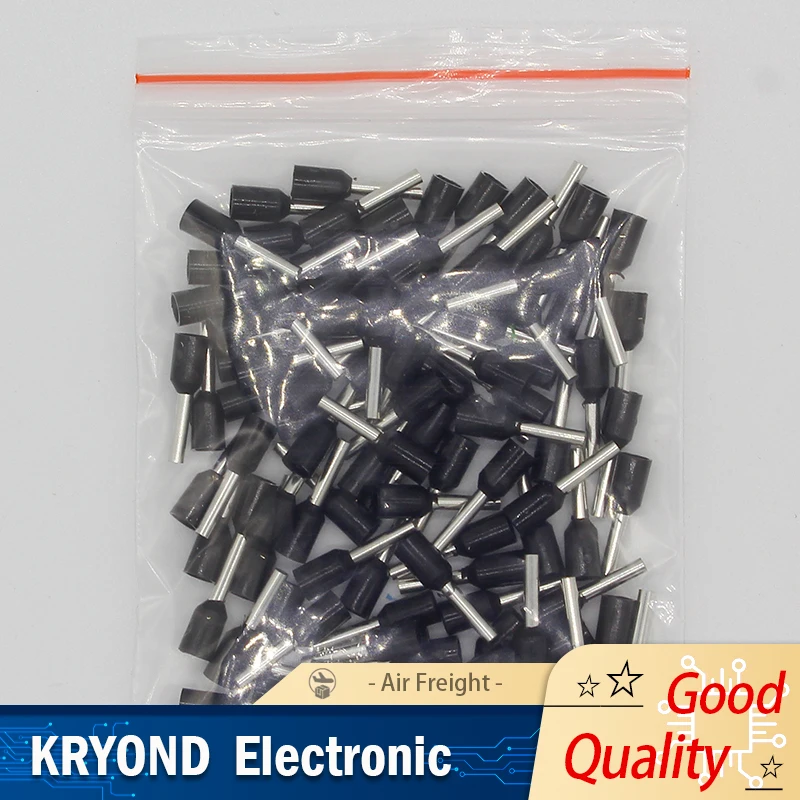 100PCS/Pack E1008 Tube Insulating Terminals 1mm² Cable Wire Connector Insulating Crimp Terminal Connector E-